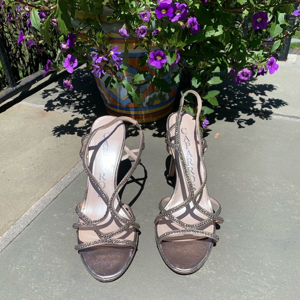 Capparos rhinestone wedding heels